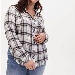 Grey plain brushed button front relaxed fit shirt